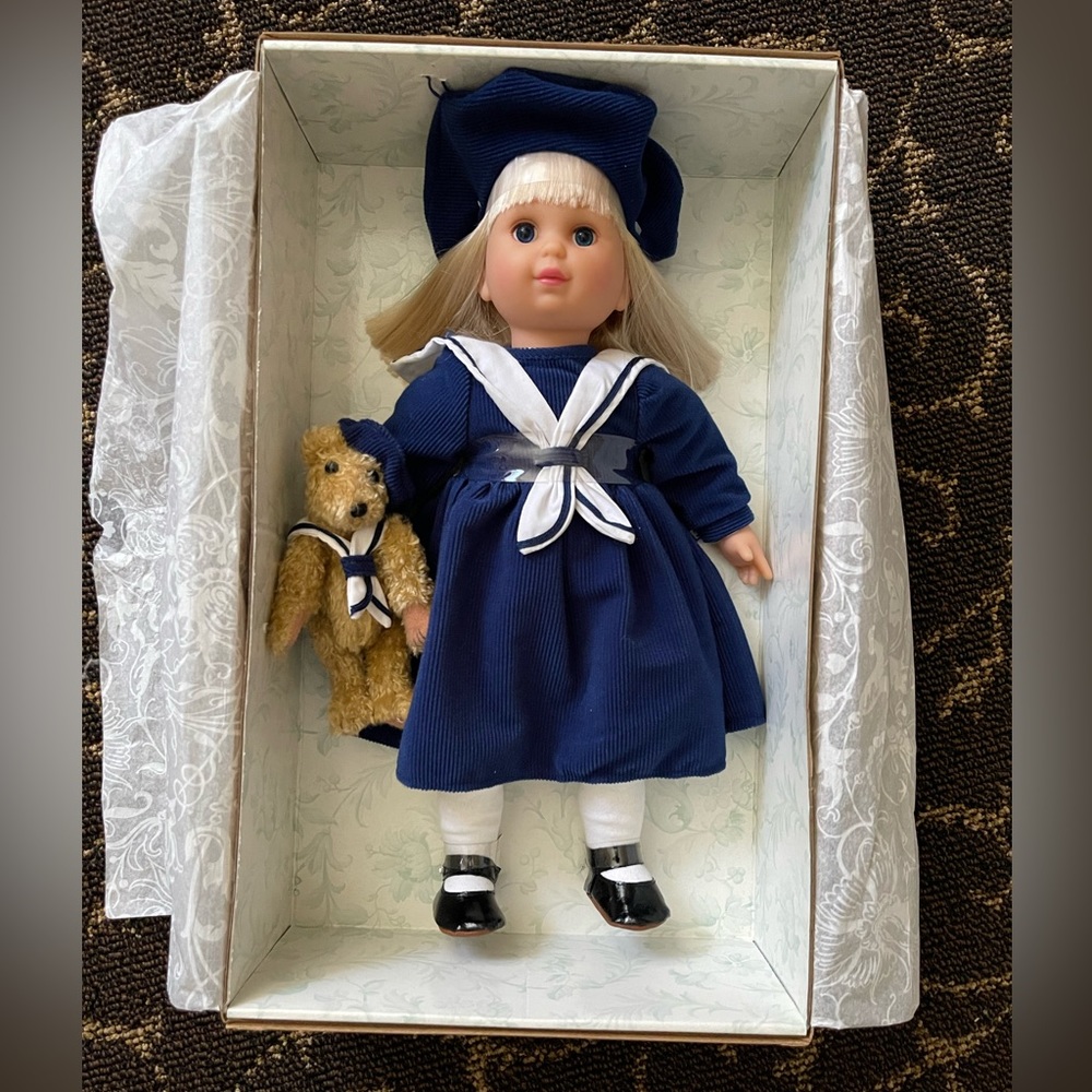 1994 Mattel Laura Ashley Collectible Doll Sally and Teddy Bear
